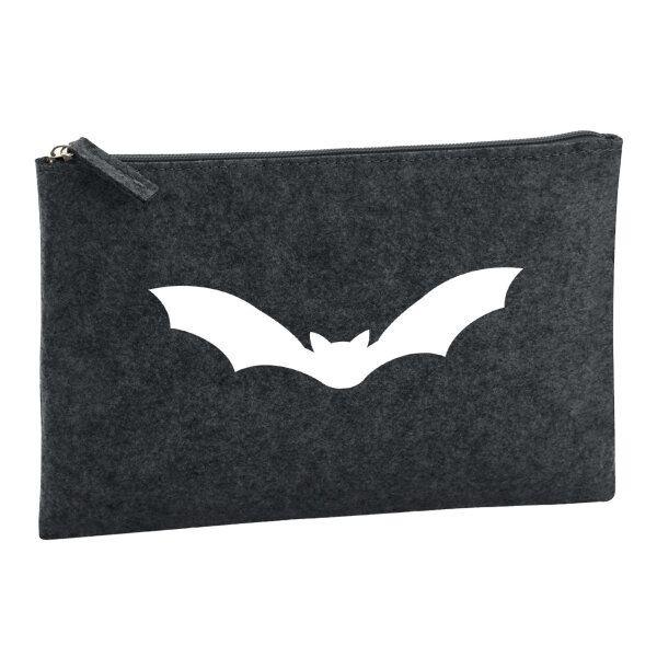 Kulturbeutel Fledermaus  Silhouette 1 Liter Filz Charcoal Kosmetiktasche