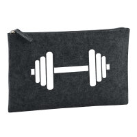 Kulturbeutel Hantel Silhouette 1 Liter Filz Charcoal...