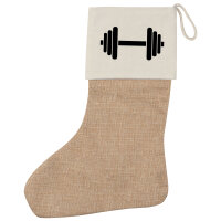 Weihnachtsstrumpf Hantel Silhouette Beige