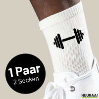Socken Hantel Silhouette Größe 37/46 White Motiv Tennissocken