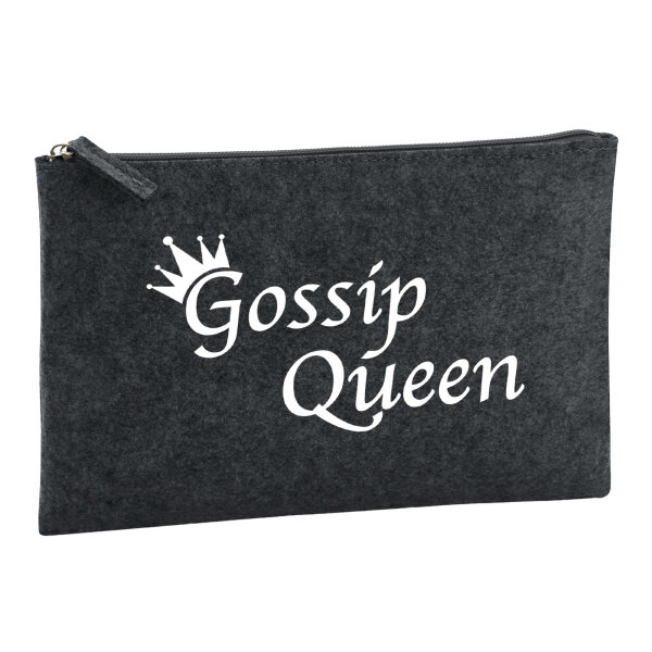 Kulturbeutel Gossip Queen Krone 1 Liter Filz Charcoal Kosmetiktasche