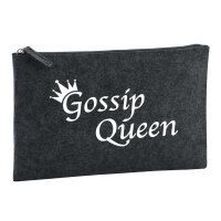 Kulturbeutel Gossip Queen Krone 1 Liter Filz Charcoal...