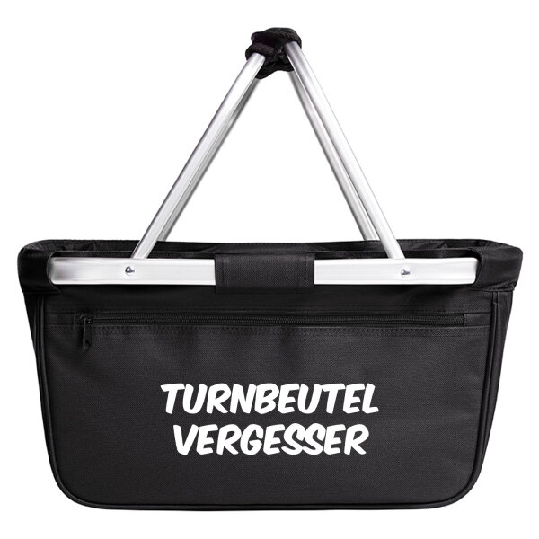 Einkaufskorb faltbar Turnbeutelvergesser Schriftzug 20 Liter Tragekorb Black