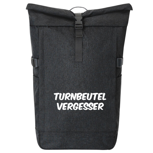 Kurierrucksack Turnbeutelvergesser Schriftzug 30-44 Liter Black Melange