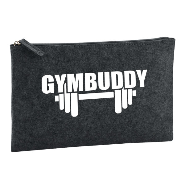 Kulturbeutel Gymbuddy Hantel 1 Liter Filz Charcoal Kosmetiktasche