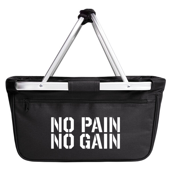 Einkaufskorb faltbar No pain gain Hantel 20 Liter Tragekorb Black