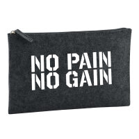 Kulturbeutel No pain gain Hantel 1 Liter Filz Charcoal...