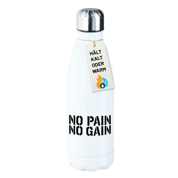 Edelstahl-Trinkflasche No pain gain Hantel 500ml Wasserflasche