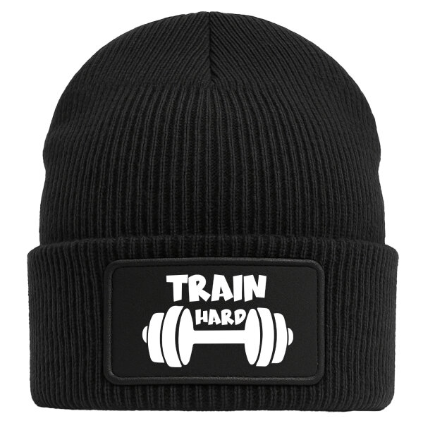 Beanie Train hard Hantel Black Mütze