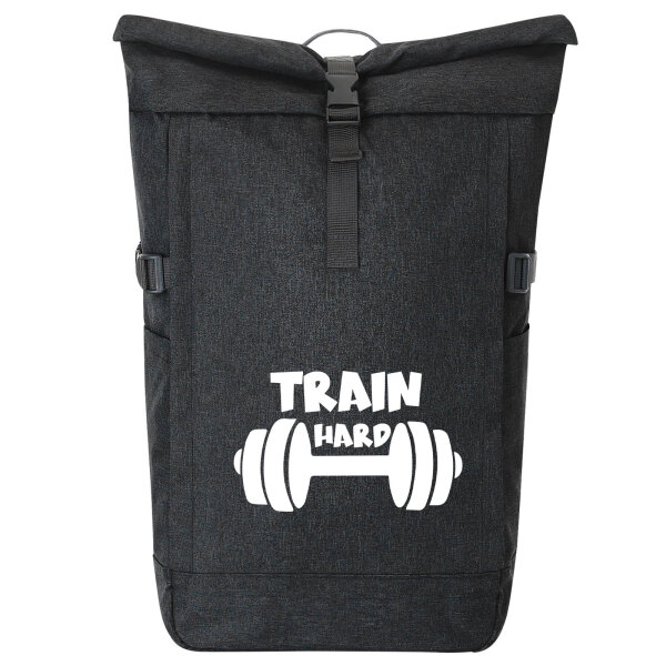 Kurierrucksack Train hard Hantel 30-44 Liter Black Melange