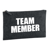 Kulturbeutel Team Member Schriftzug 1 Liter Filz Charcoal Kosmetiktasche