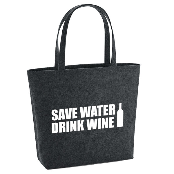 Filzshopper Save Water Drink Wine Weinflasche 22 Liter Filztasche