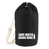 Seesack Save Water Drink Wine Weinflasche 20 Liter Rucksack Black