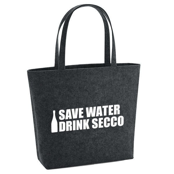 Filzshopper Save Water Drink Secco Sektflasche 22 Liter Filztasche