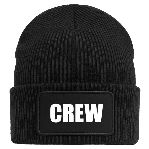 Beanie Crew Schriftzug Black Mütze