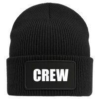 Beanie Crew Schriftzug Black Mütze