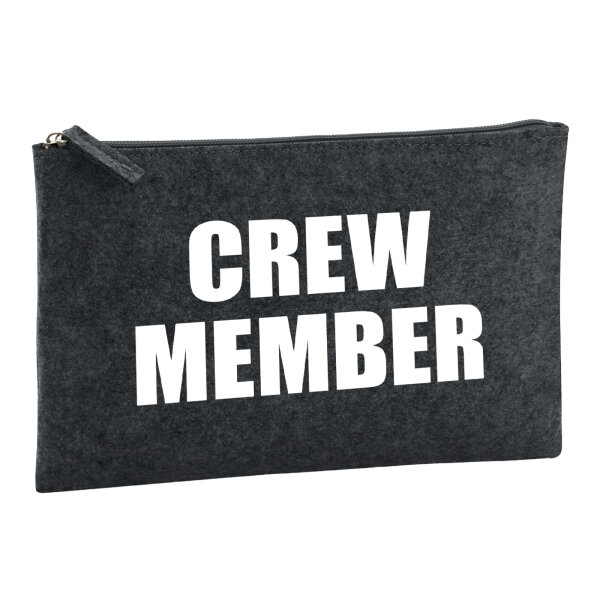 Kulturbeutel Crew Member Schriftzug 1 Liter Filz Charcoal Kosmetiktasche