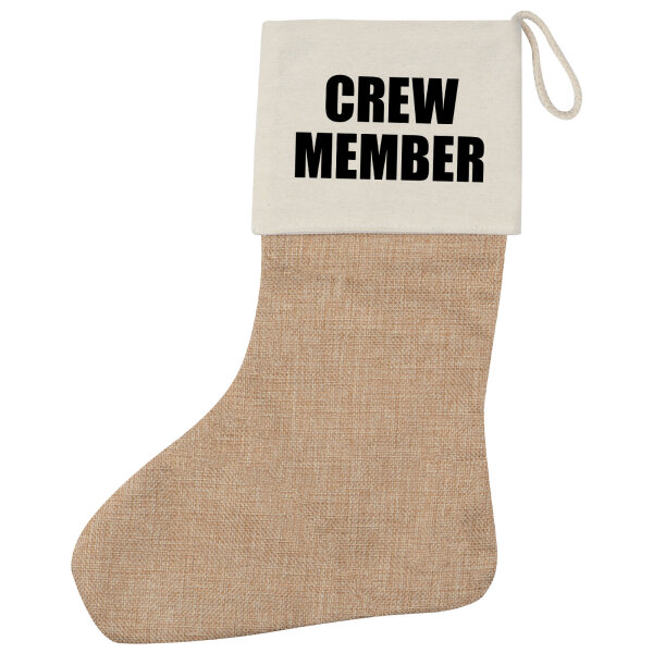 Weihnachtsstrumpf Crew Member Schriftzug Beige