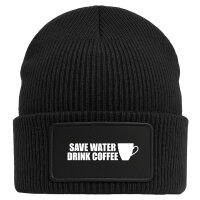 Beanie Save Water Drink Coffee Kaffeetasse Black Mütze