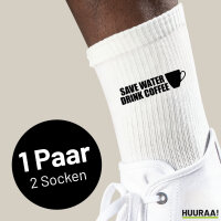 Socken Save Water Drink Coffee Kaffeetasse Größe 37/46 White Motiv Tennissocken