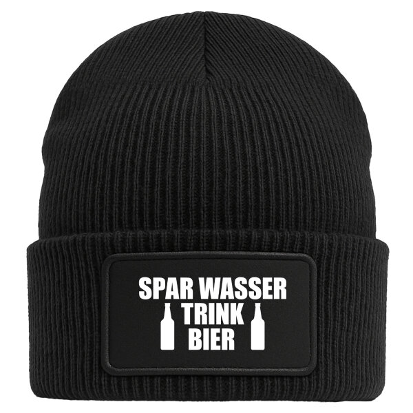 Beanie Spar Wasser Trink Bier Bierflasche Black Mütze