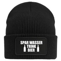 Beanie Spar Wasser Trink Bier Bierflasche Black Mütze