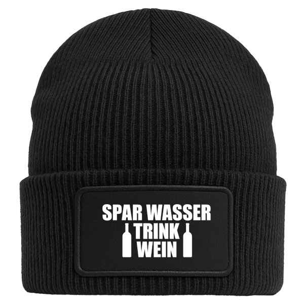 Beanie Spar Wasser Trink Wein Weinflasche Black Mütze