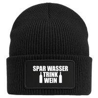 Beanie Spar Wasser Trink Wein Weinflasche Black Mütze