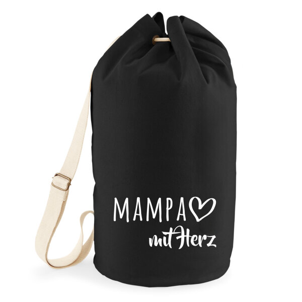 Seesack MAMPA mit Herz 20 Liter Rucksack Black