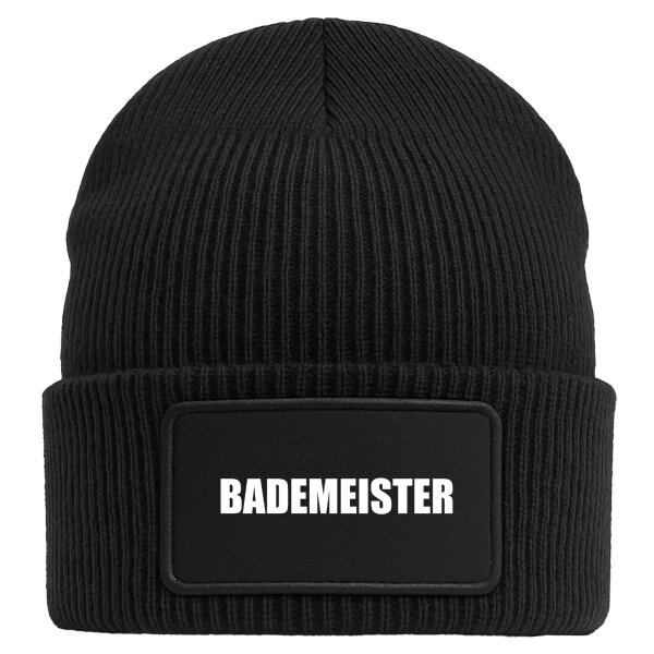 Beanie Bademeister Schriftzug Black Mütze
