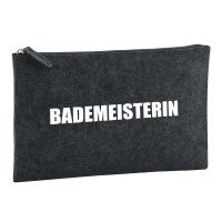 Kulturbeutel Bademeisterin Schriftzug 1 Liter Filz Charcoal Kosmetiktasche