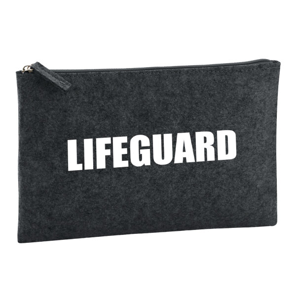 Kulturbeutel Lifeguard Schriftzug 1 Liter Filz Charcoal Kosmetiktasche