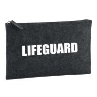 Kulturbeutel Lifeguard Schriftzug 1 Liter Filz Charcoal Kosmetiktasche