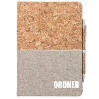 Notizbuch A5 Ordner Schriftzug 80 Blatt inkl. Kugelschreiber