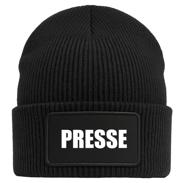 Beanie Presse Schriftzug Black Mütze