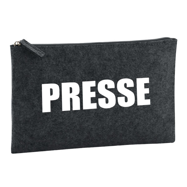 Kulturbeutel Presse Schriftzug 1 Liter Filz Charcoal Kosmetiktasche