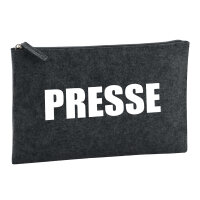 Kulturbeutel Presse Schriftzug 1 Liter Filz Charcoal Kosmetiktasche