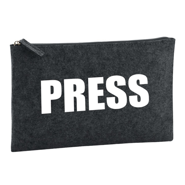 Kulturbeutel Press Schriftzug 1 Liter Filz Charcoal Kosmetiktasche