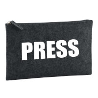 Kulturbeutel Press Schriftzug 1 Liter Filz Charcoal Kosmetiktasche