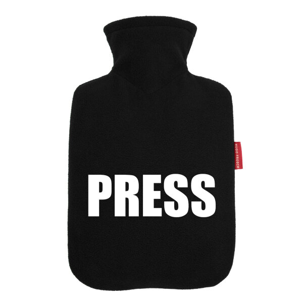 Wärmflasche Press Schriftzug
