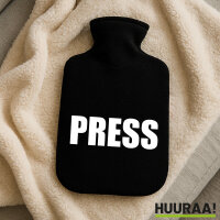 Wärmflasche Press Schriftzug