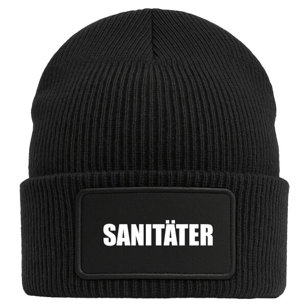 Beanie Sanitäter Schriftzug Black Mütze