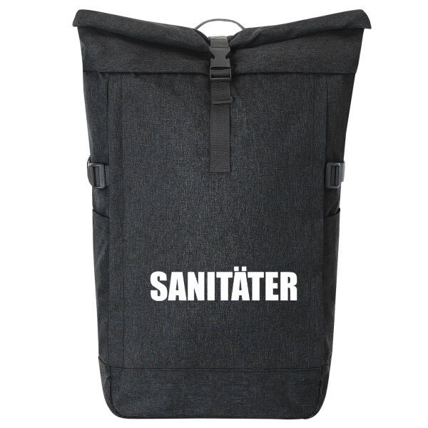 Kurierrucksack Sanitäter Schriftzug 30-44 Liter Black Melange