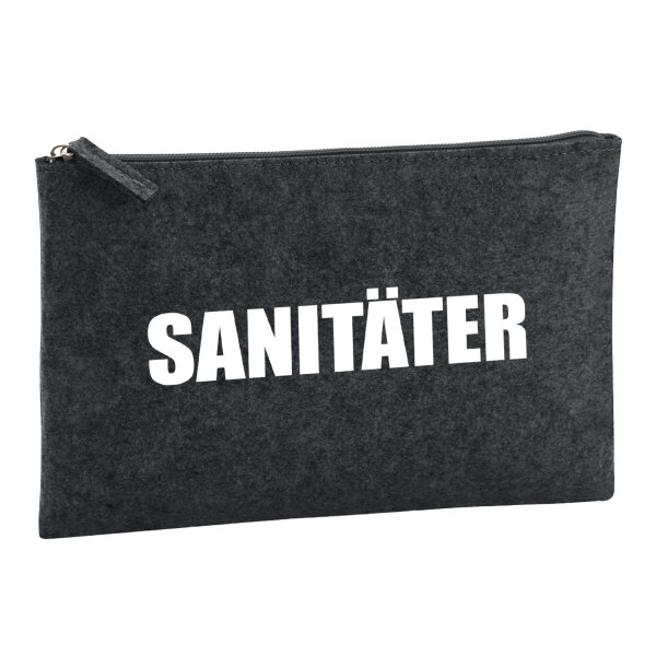 Kulturbeutel Sanitäter Schriftzug 1 Liter Filz Charcoal Kosmetiktasche