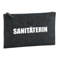 Kulturbeutel Sanitäterin Schriftzug 1 Liter Filz Charcoal Kosmetiktasche