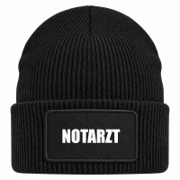 Beanie mit Patch Notarzt Schriftzug Black