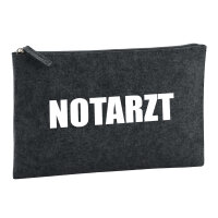 Kulturbeutel Notarzt Schriftzug 1 Liter Filz Charcoal Kosmetiktasche
