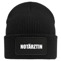 Beanie Notärztin Schriftzug Black Mütze