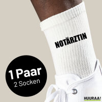 Socken Notärztin Schriftzug Größe 37/46 White Motiv Tennissocken