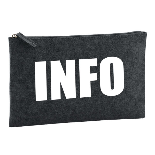 Kulturbeutel Info Symbol 1 Liter Filz Charcoal Kosmetiktasche